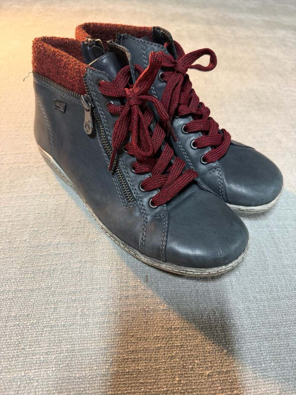 Remonte by Rieker R1473-14 Navy and Burgundy Leather Ankle Boot Sneakers